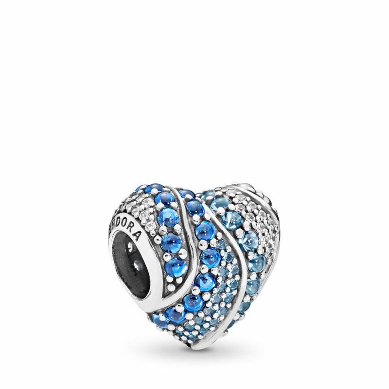 Pandora Aqua Heart Charm Clearance NZ, Sterling Silver (432709-FPH)